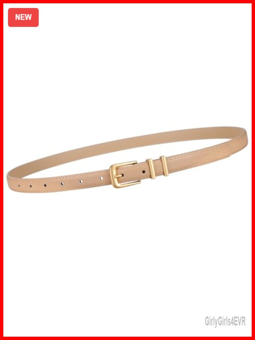 Skinny Faux Leather Belt with Gold Buckle